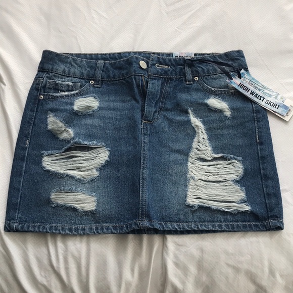 Blue Spice Dresses & Skirts - Distressed Jean Skirt